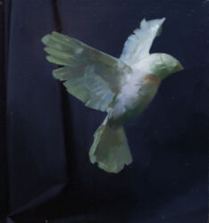 Asetelma (lento I), öljy kankaalle, 27cm x 25cm, 2021